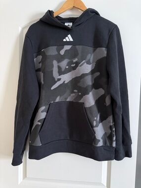 adidas Black Hoodie with Gray Camo Front Panel- XL +